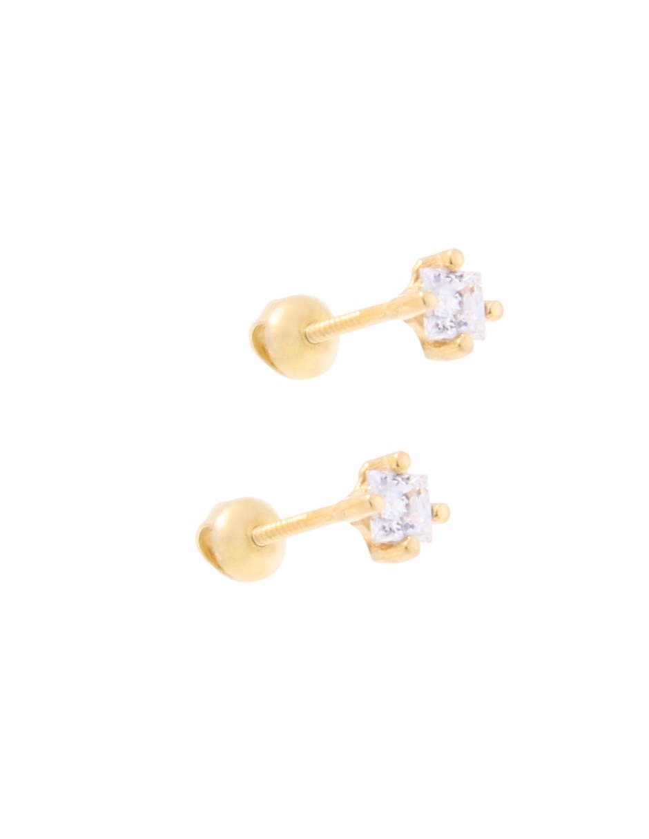 Broqueles Roca de oro con acabado pavé zirconia