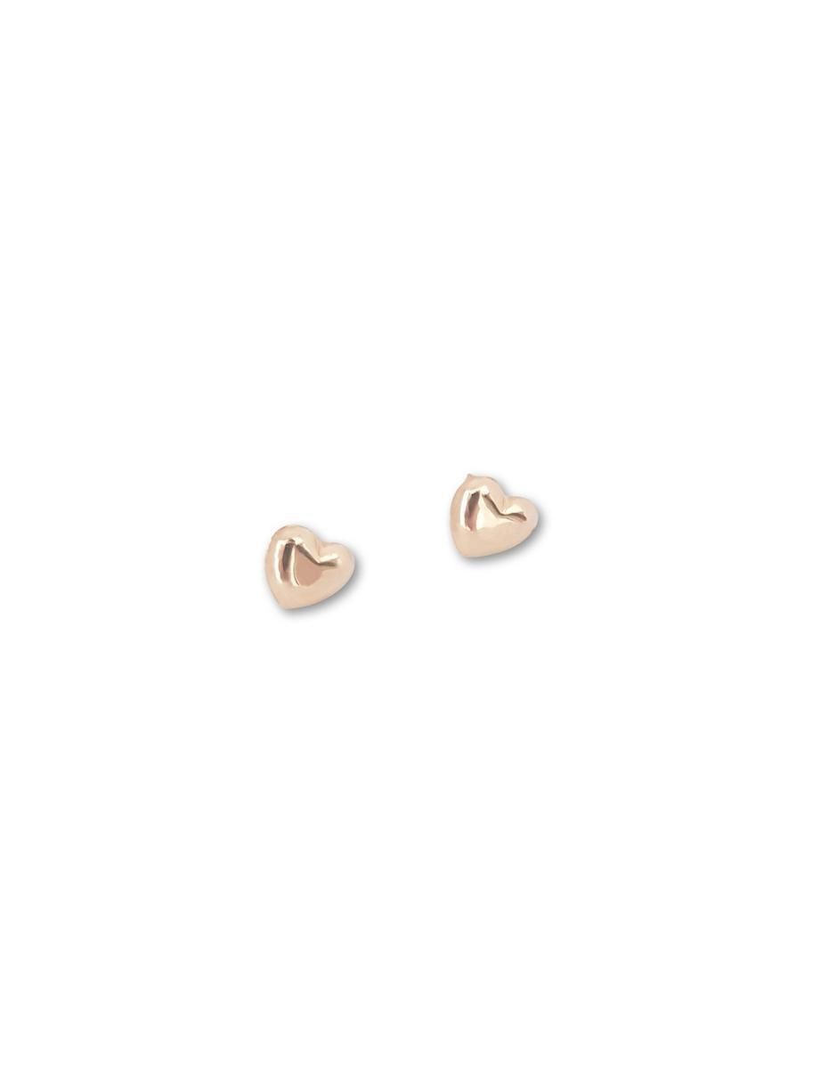 Aretes de corazón de oro con acabado brillante 2