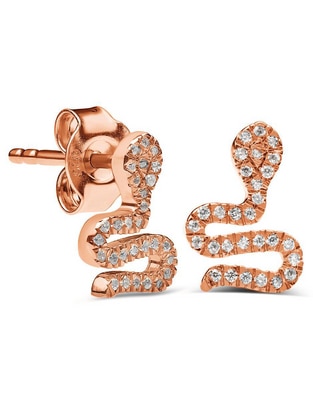 Broqueles de serpiente de oro rosa 14 K con acabado brillante diamante 1