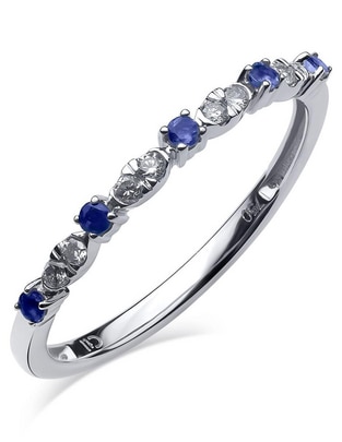 Anillo Jayda 14 k de oro blanco zafiro y diamante brillante