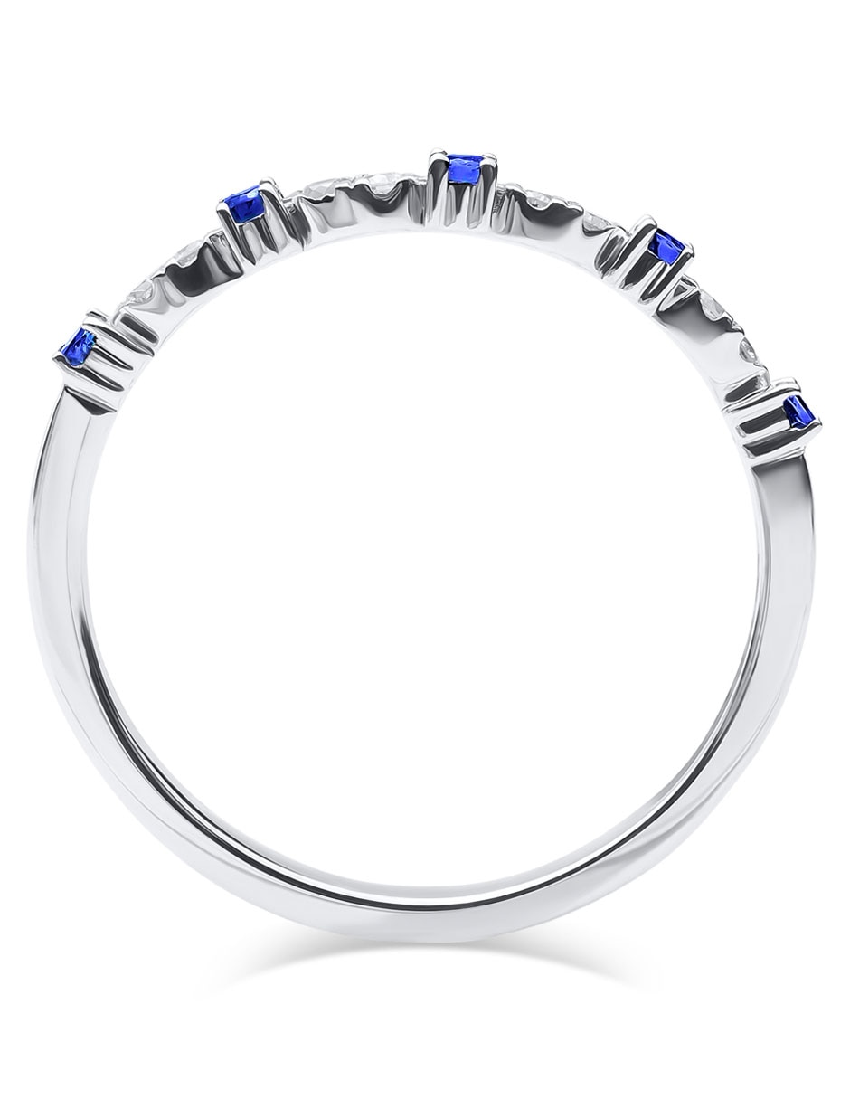 Anillo Jayda 14 k de oro blanco zafiro y diamante brillante