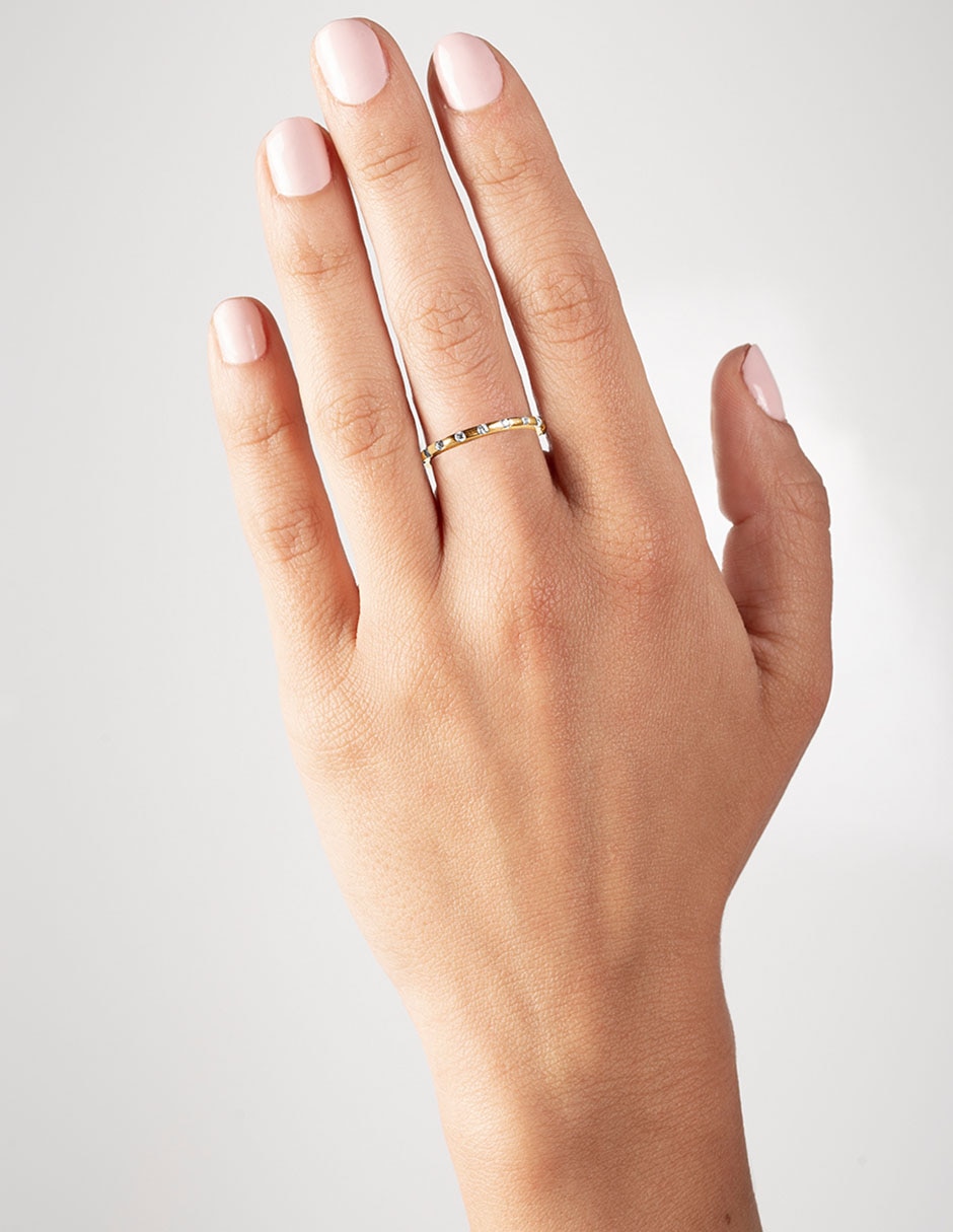 Anillo redondo 14 k de oro amarillo diamante brillante 2