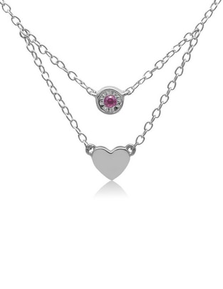 Collar de corazón Jayda de oro blanco 14 K