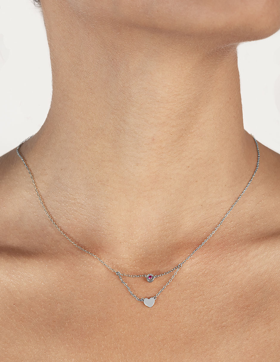 Collar de corazón Jayda de oro blanco 14 K