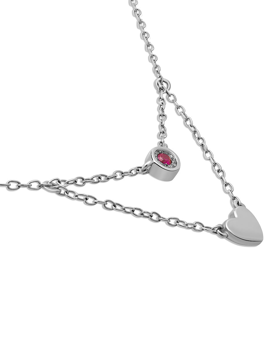Collar de corazón de oro blanco 14 K