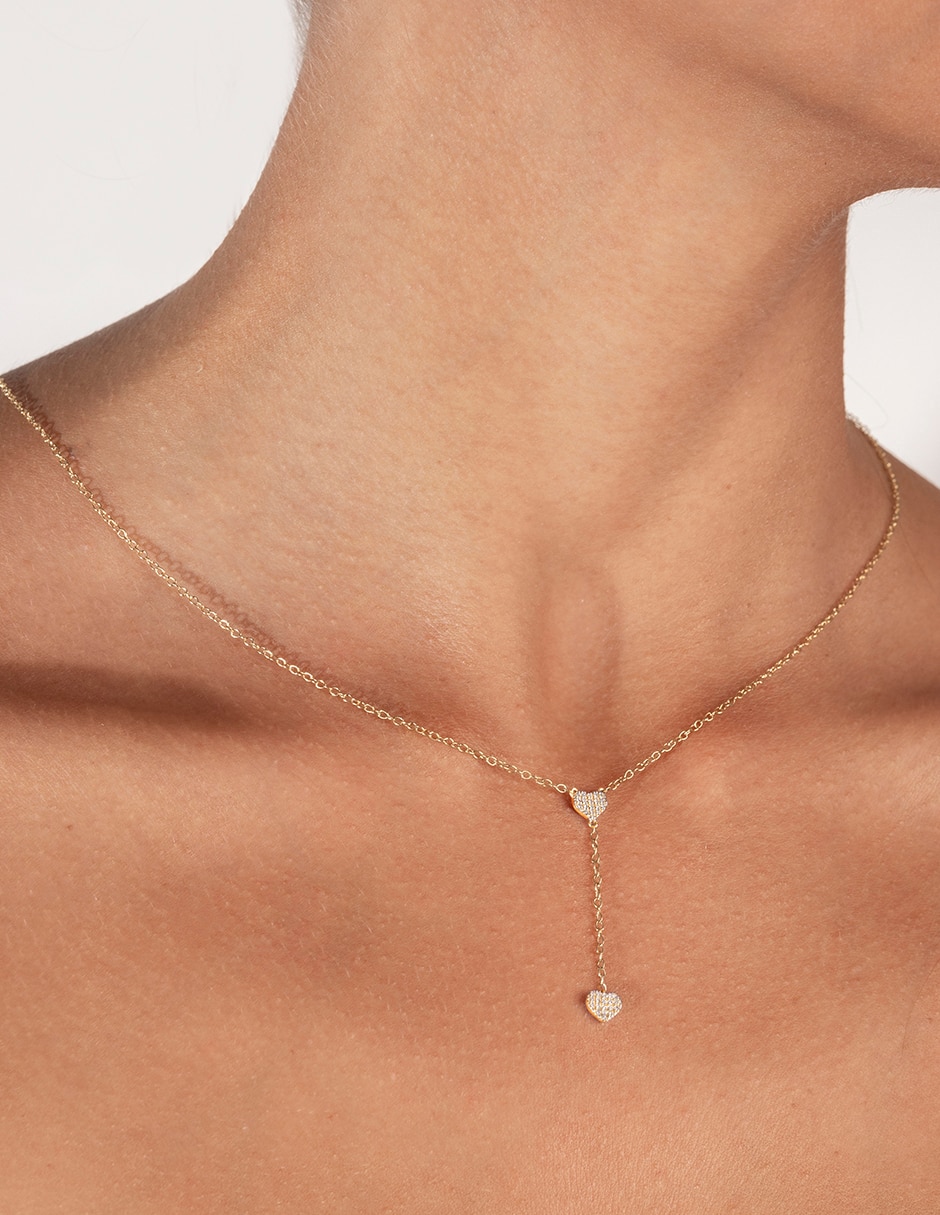 Collar de corazón de oro blanco 14 K