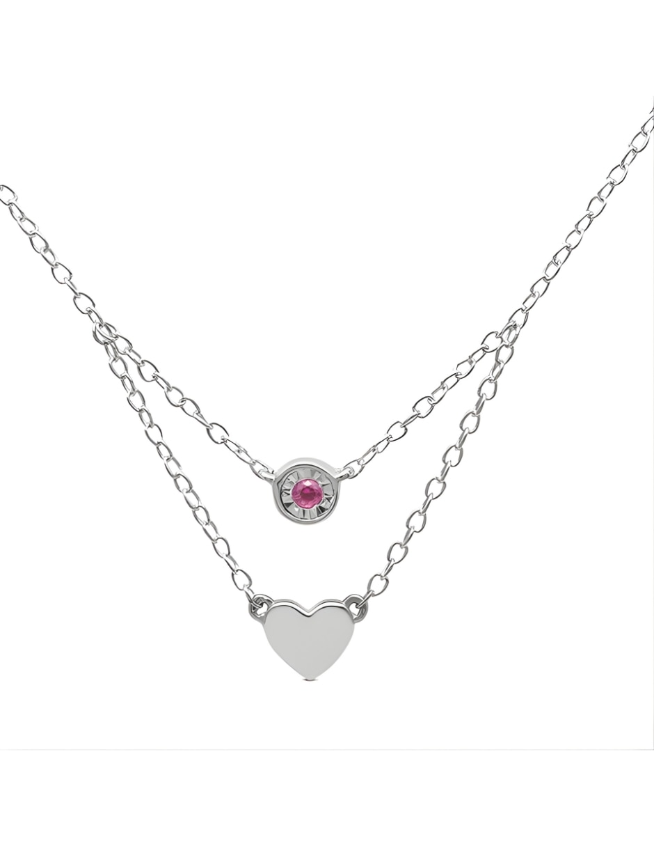 Collar de corazón de oro blanco 14 K 1