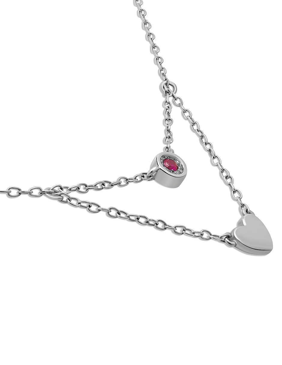 Collar de corazón de oro blanco 14 K 2