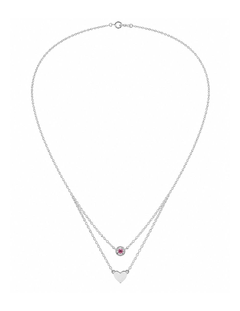Collar de corazón de oro blanco 14 K