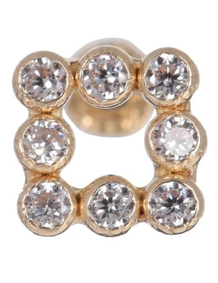 Broqueles cuadrados de oro 14 K con acabado diamantado