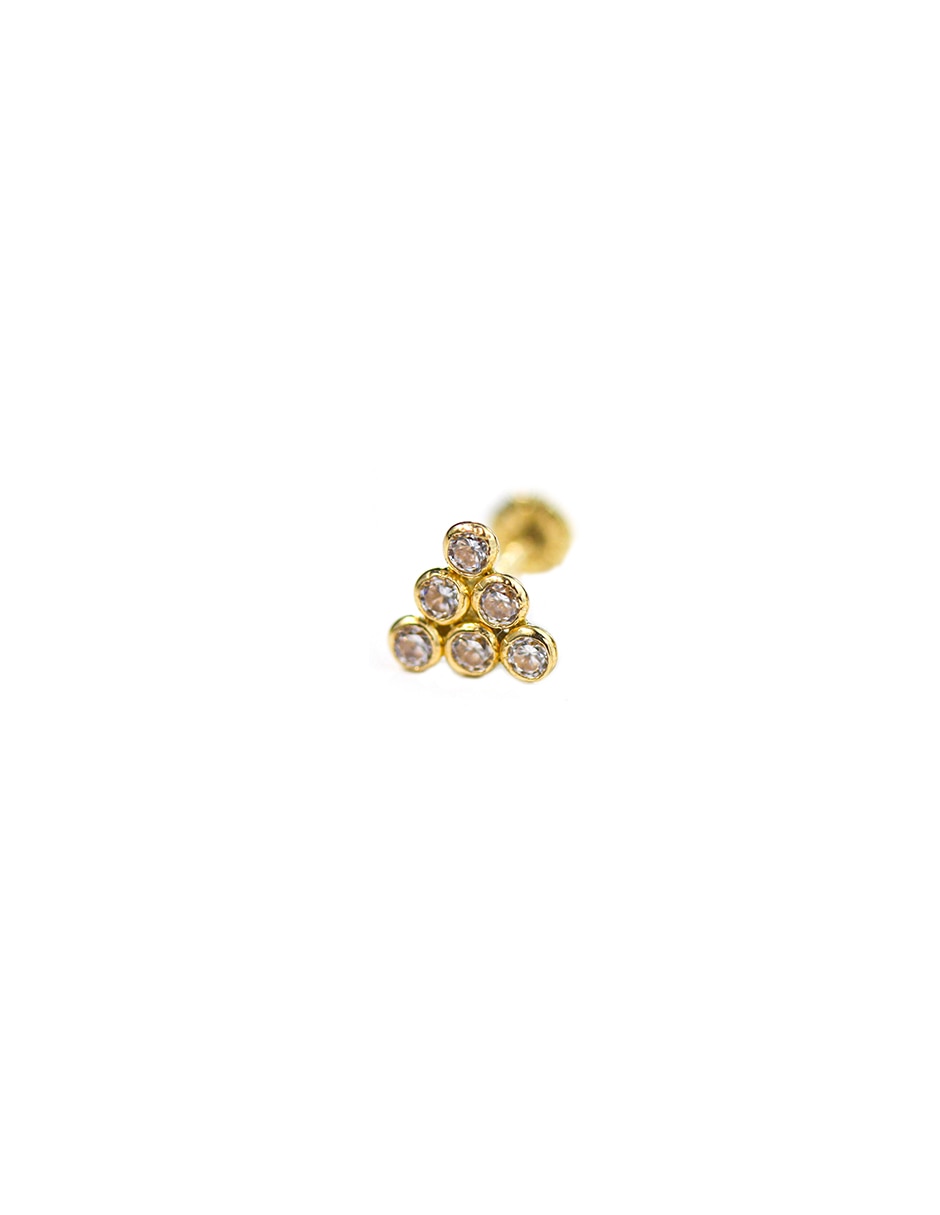 Broqueles triangulares de oro 14 K con acabado brillante 2