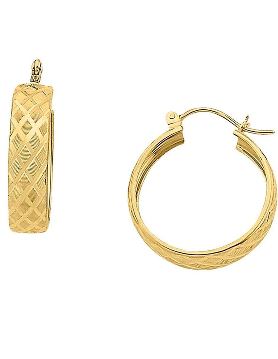 Aretes de aro de oro amarillo con acabado brillante 2