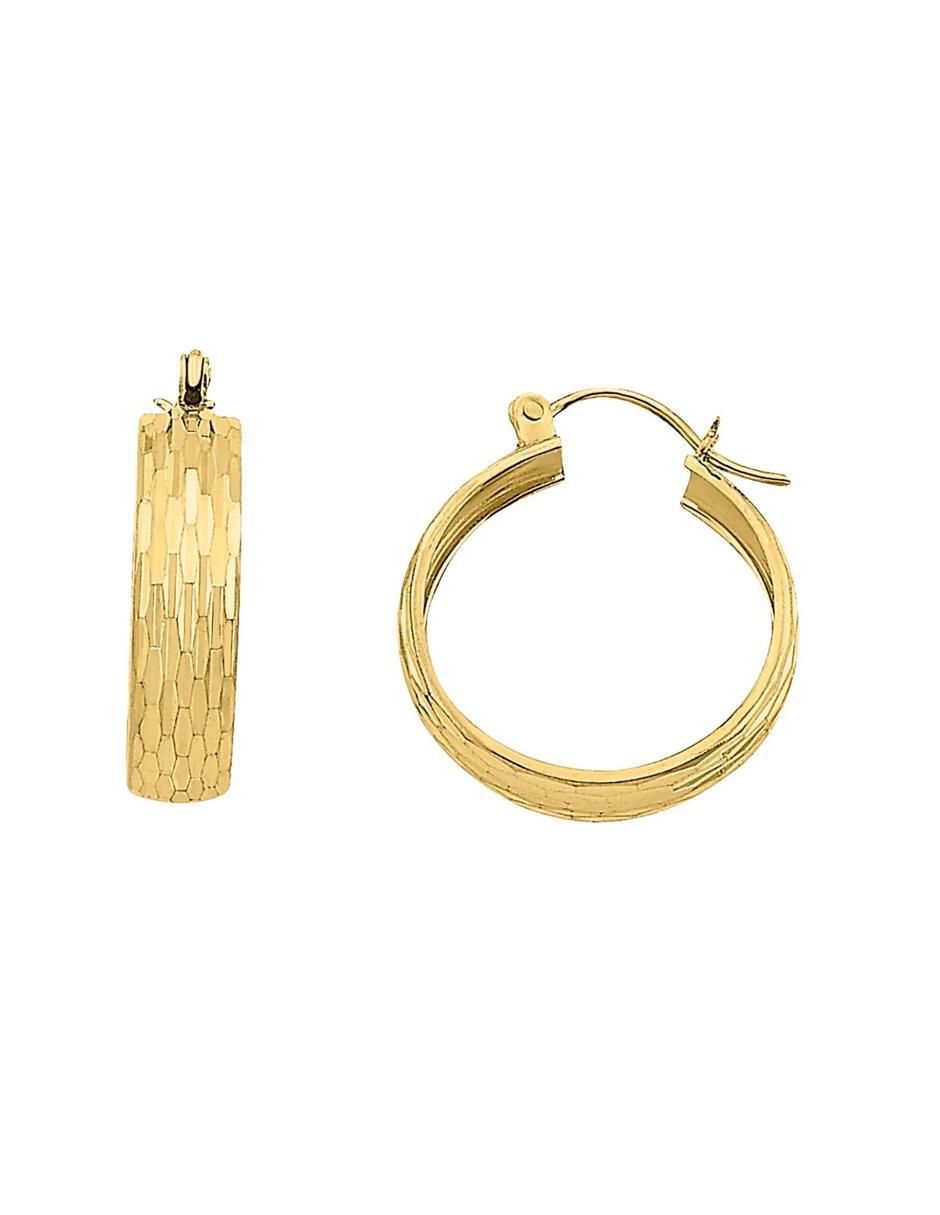Aretes de aro de oro amarillo con acabado brillante 4