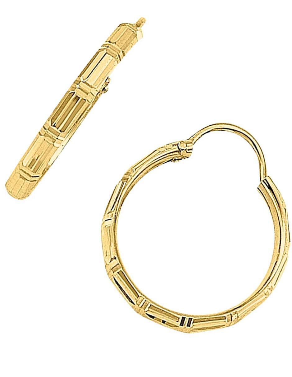 Aretes de aro de oro amarillo con acabado brillante 2