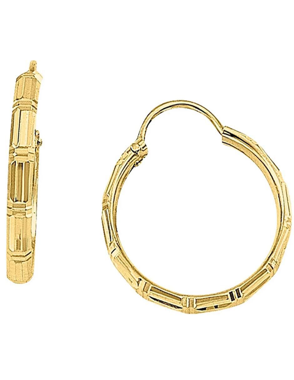 Aretes de aro de oro amarillo con acabado brillante 3