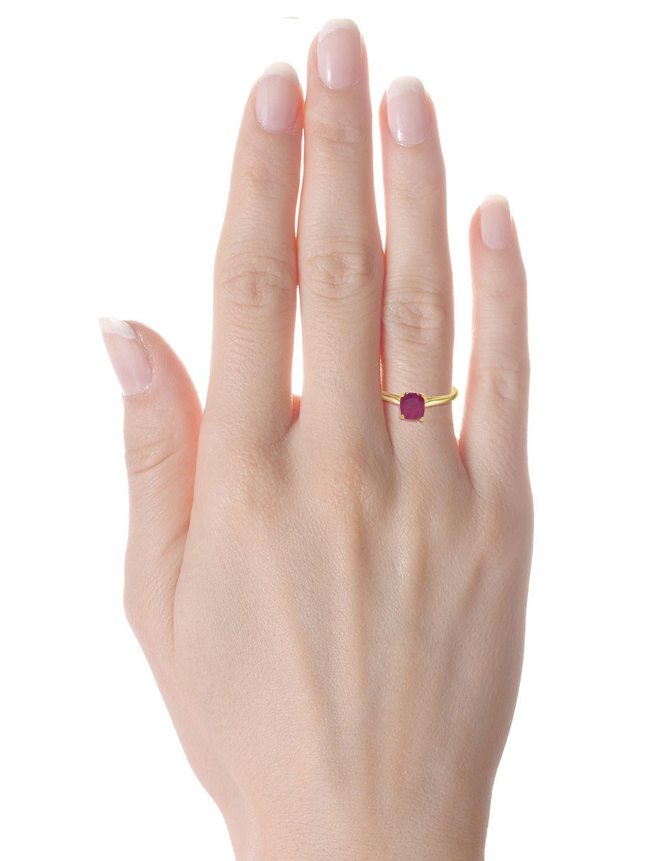 Anillo redondo 14 k de oro amarillo brillante