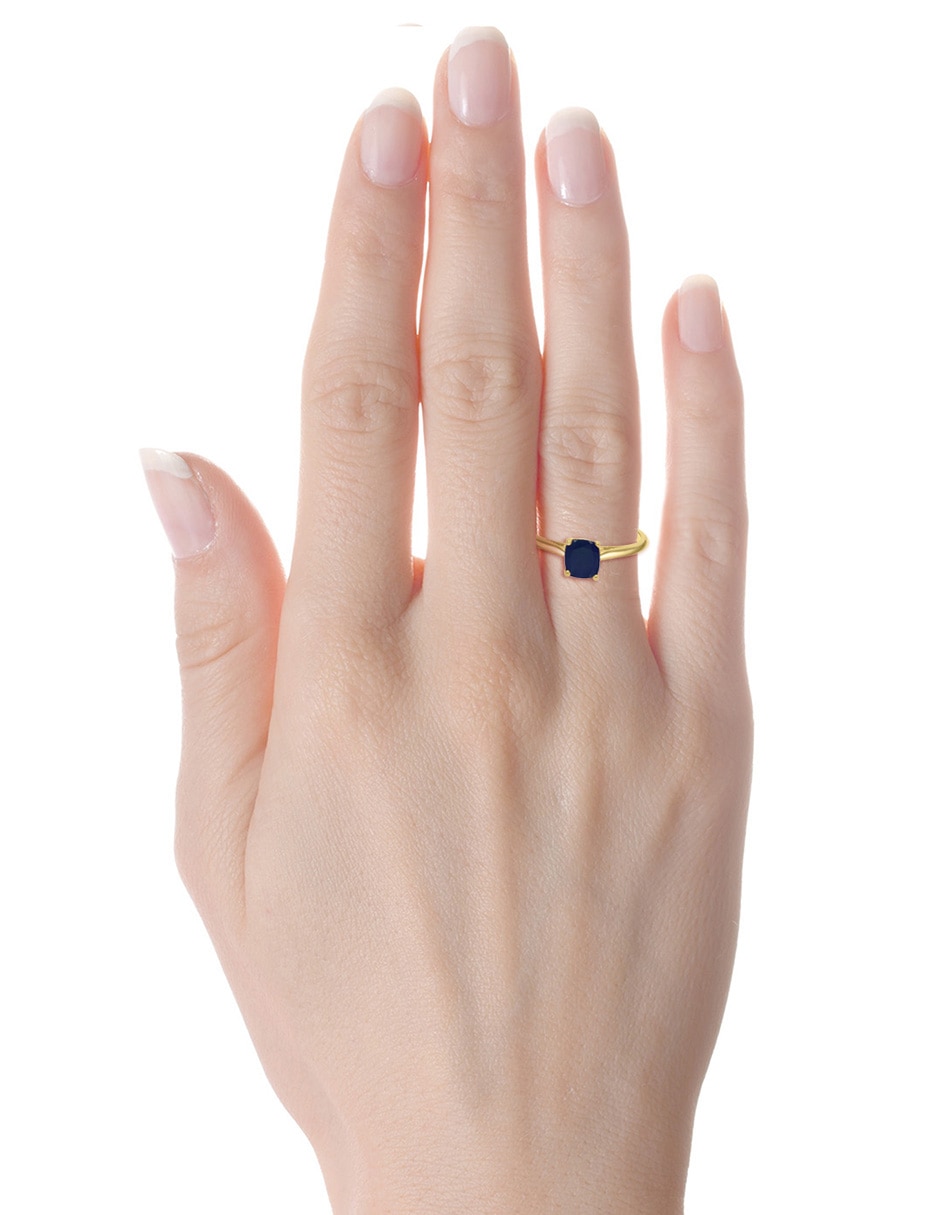 Anillo cuadrada 14 k de oro amarillo brillante 2