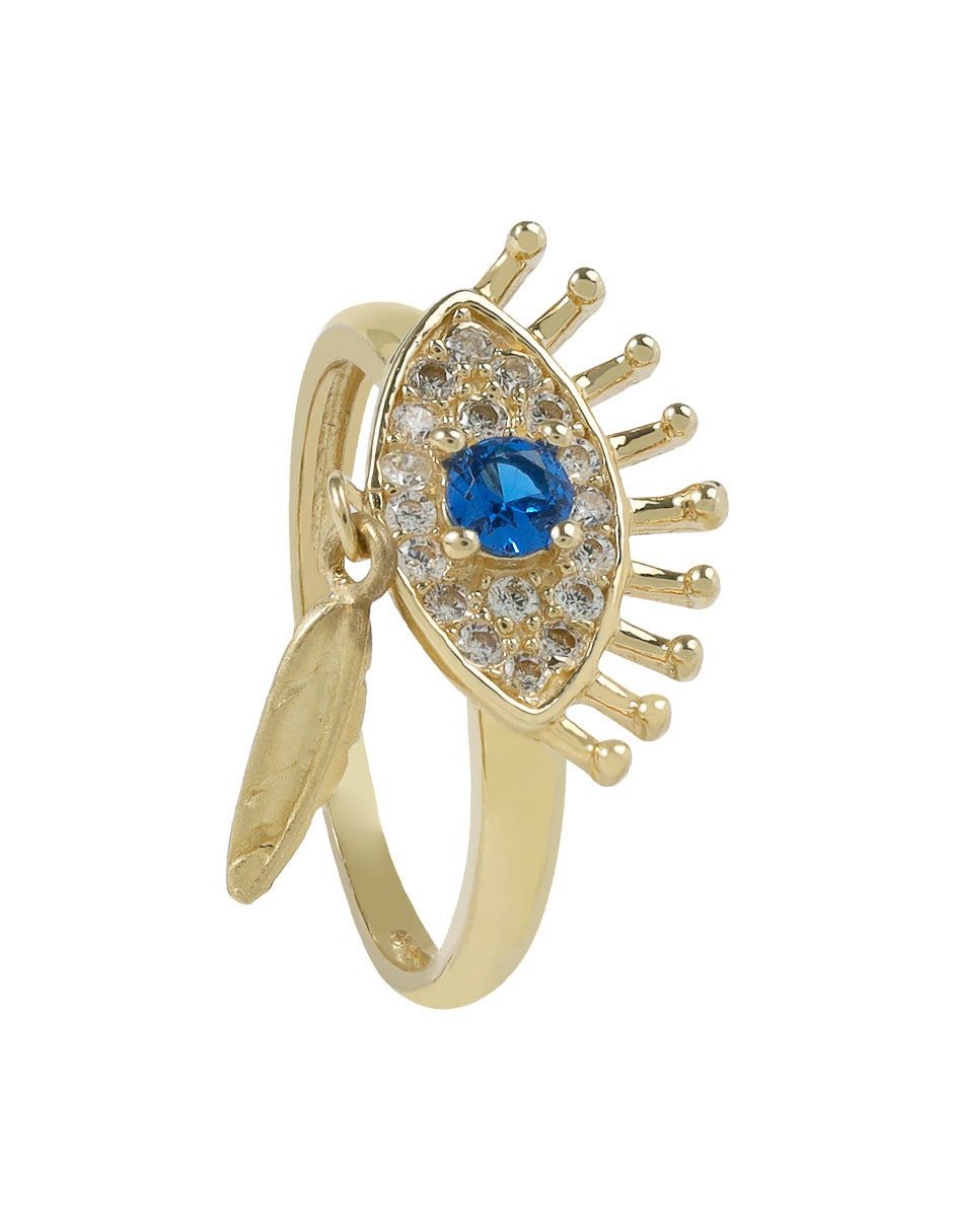 Anillo de ojo 14 k de oro amarillo zirconia brillante 4