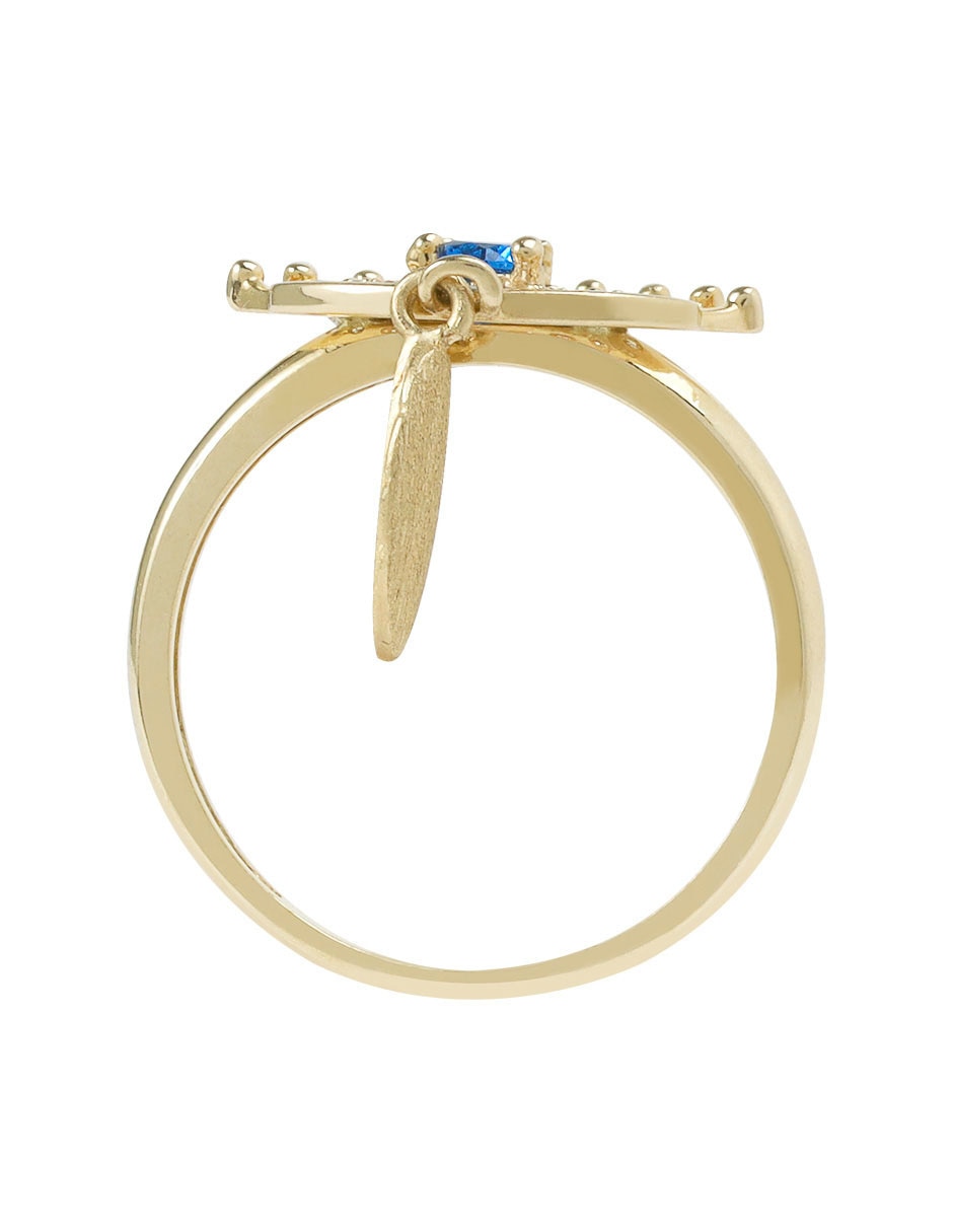 Anillo de ojo 14 k de oro amarillo zirconia brillante 3
