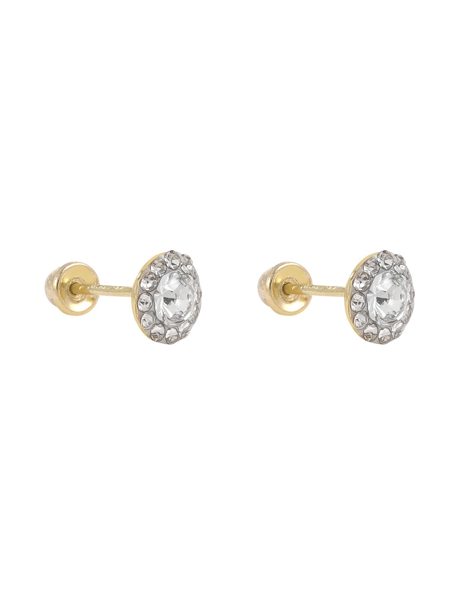 Broqueles redondos D Cadena de oro zirconia