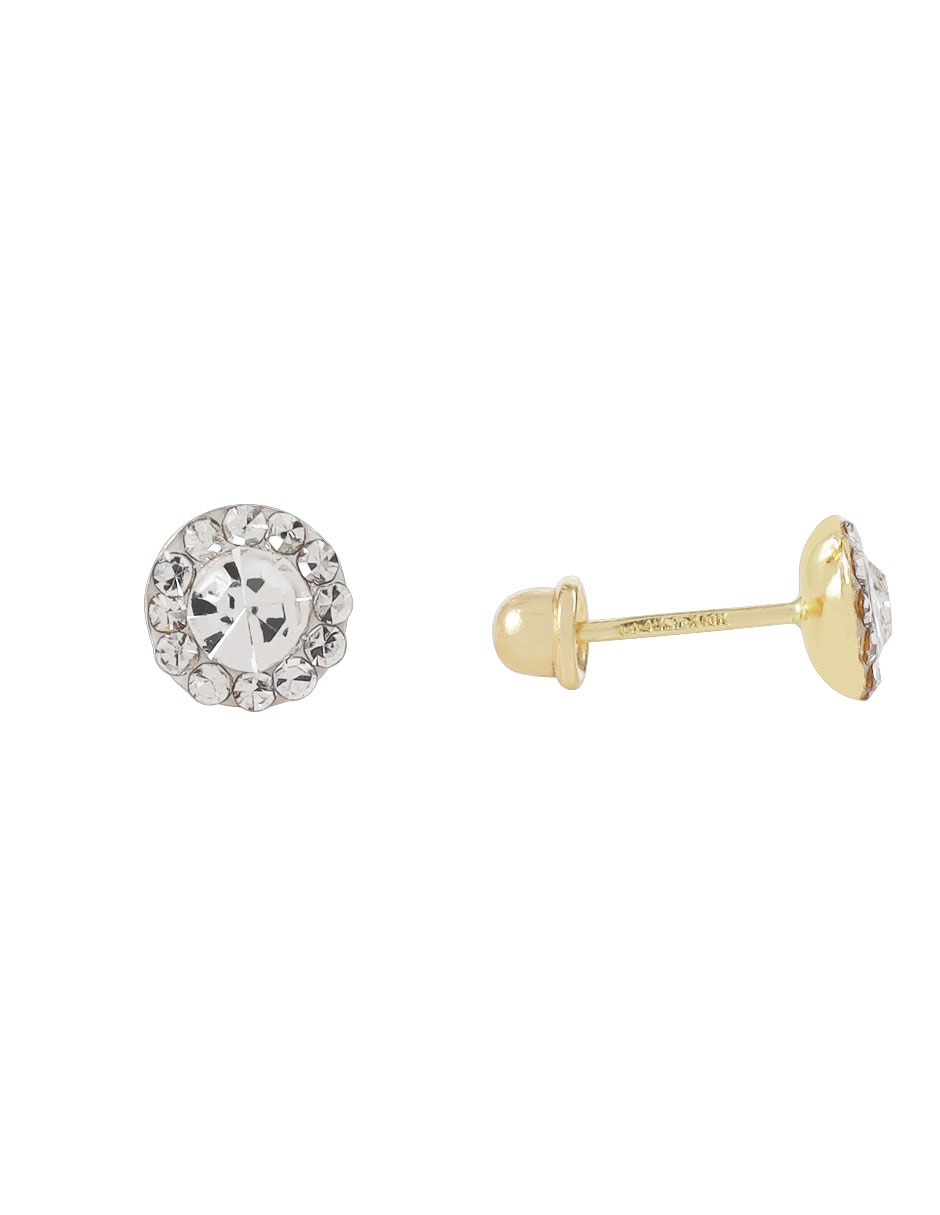 Broqueles redondos D Cadena de oro zirconia
