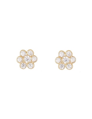 Broqueles de flor de oro zirconia 1