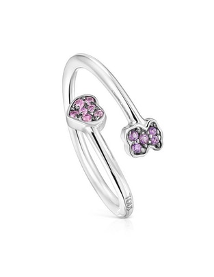 Anillo de corazón Motif P 925 de plata zafiro brillante