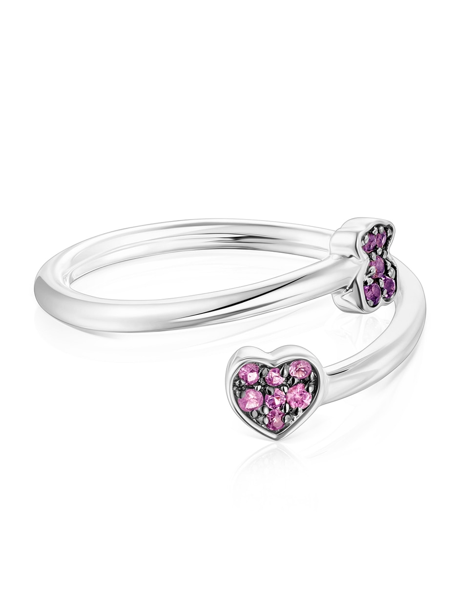 Anillo de corazón Motif P 925 de plata zafiro brillante