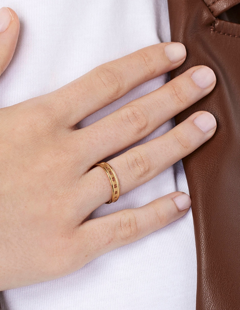 Anillo Bear Row P 925 de plata vermeil brillante