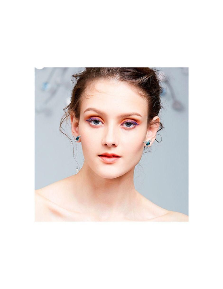 Aretes de colibrí de plata P 925 con acabado plateado cristal