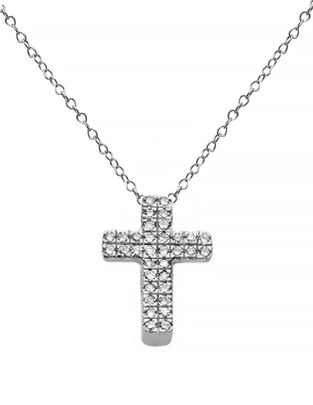Collar de cruz Jayda de oro blanco 14 K