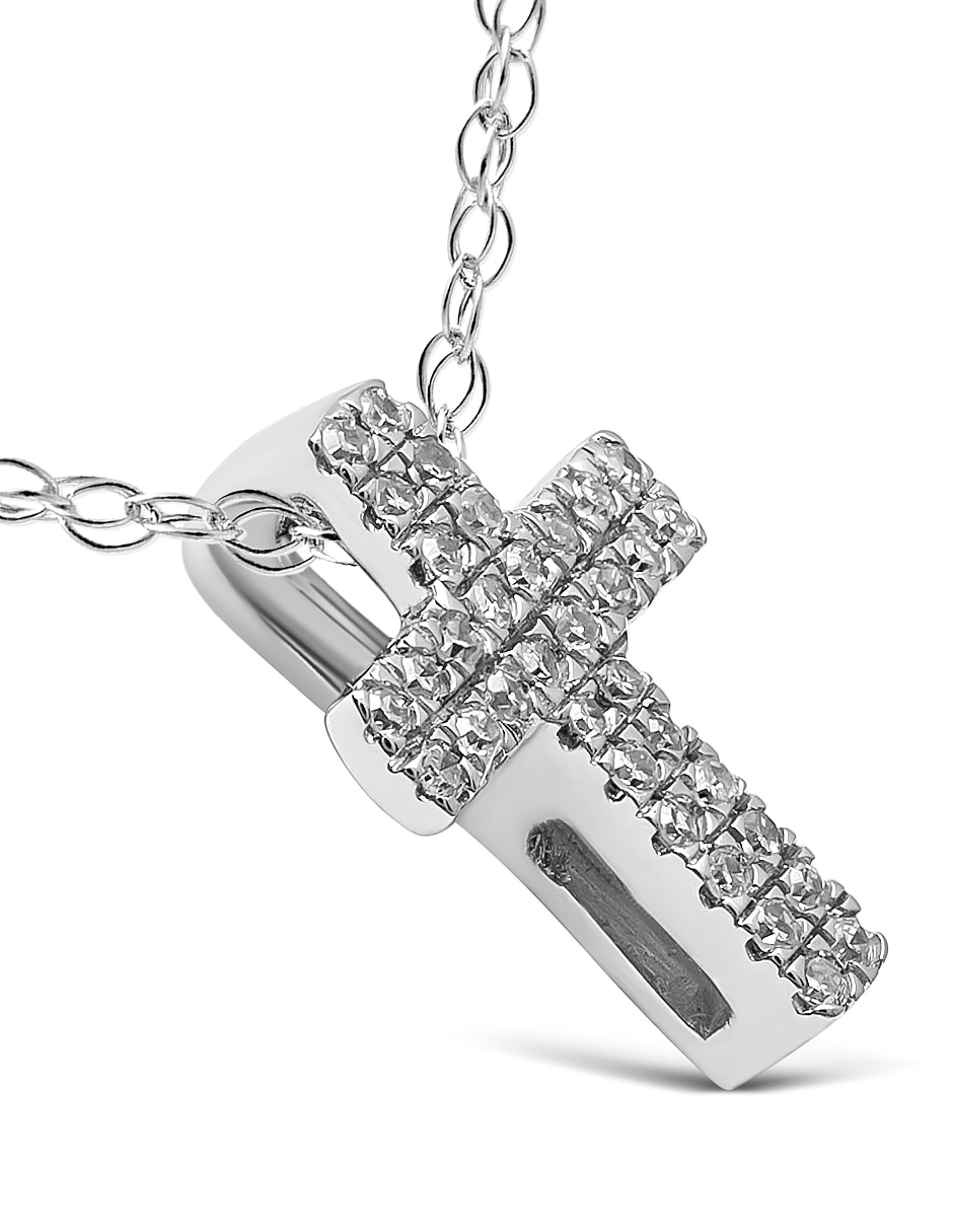 Collar de cruz Jayda de oro blanco 14 K