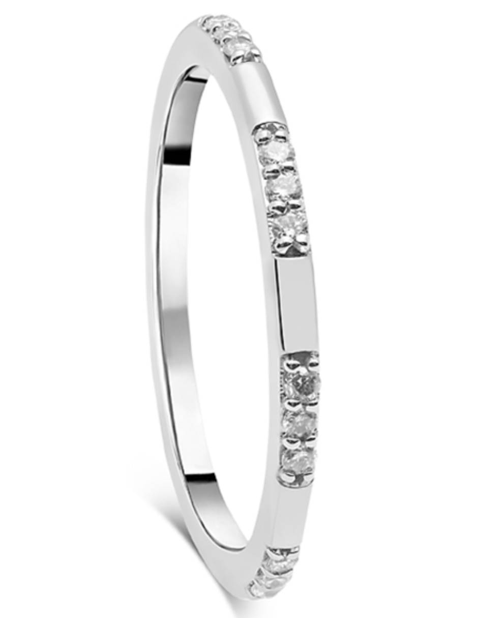 Anillo redondo 14 k de oro blanco diamante brillante 3