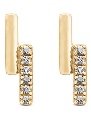 Broqueles de oro blanco 14 K con acabado pavé diamante 1