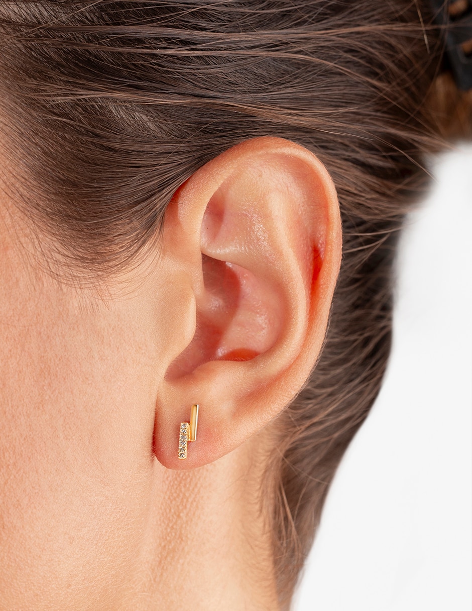 Broqueles de oro blanco 14 K con acabado pavé diamante 3