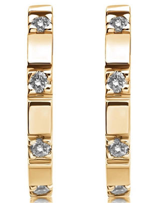 Aretes redondos de oro 14 K con acabado brillante diamante