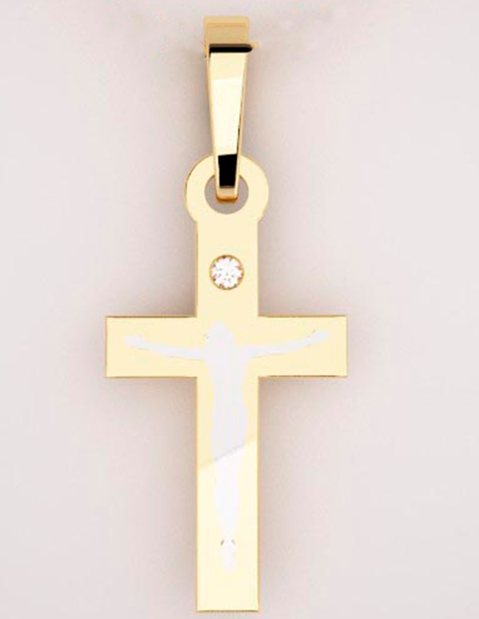 Dije de cruz de oro amarillo 14 K diamante Dije de cruz de oro amarillo 14 K diamante
