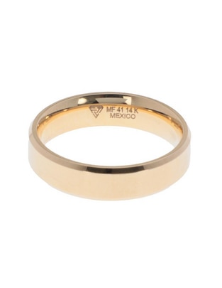Anillo redondo 14 k de oro amarillo brillante