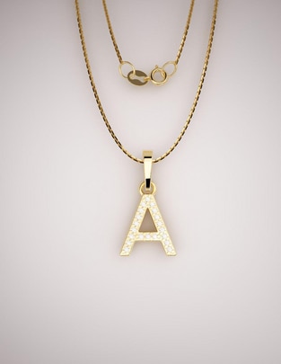 Dije de letra de oro 14 k diamante 1