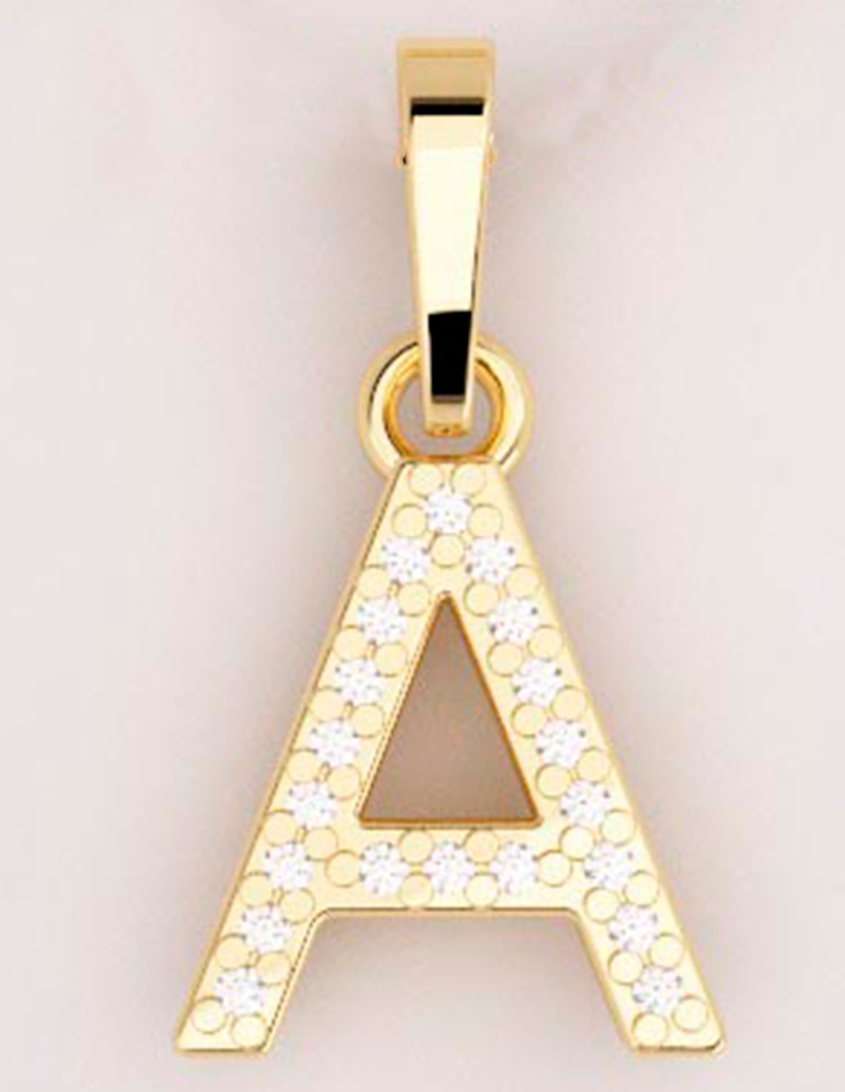 Dije de letra de oro 14 k diamante