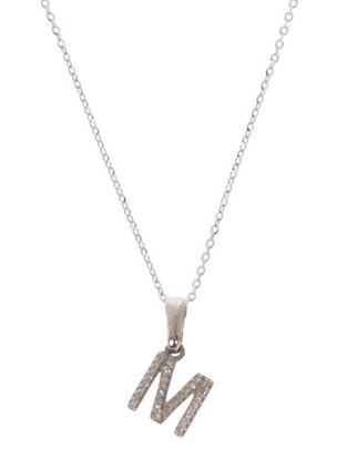 Dije de letras de oro blanco 14 k diamante 1