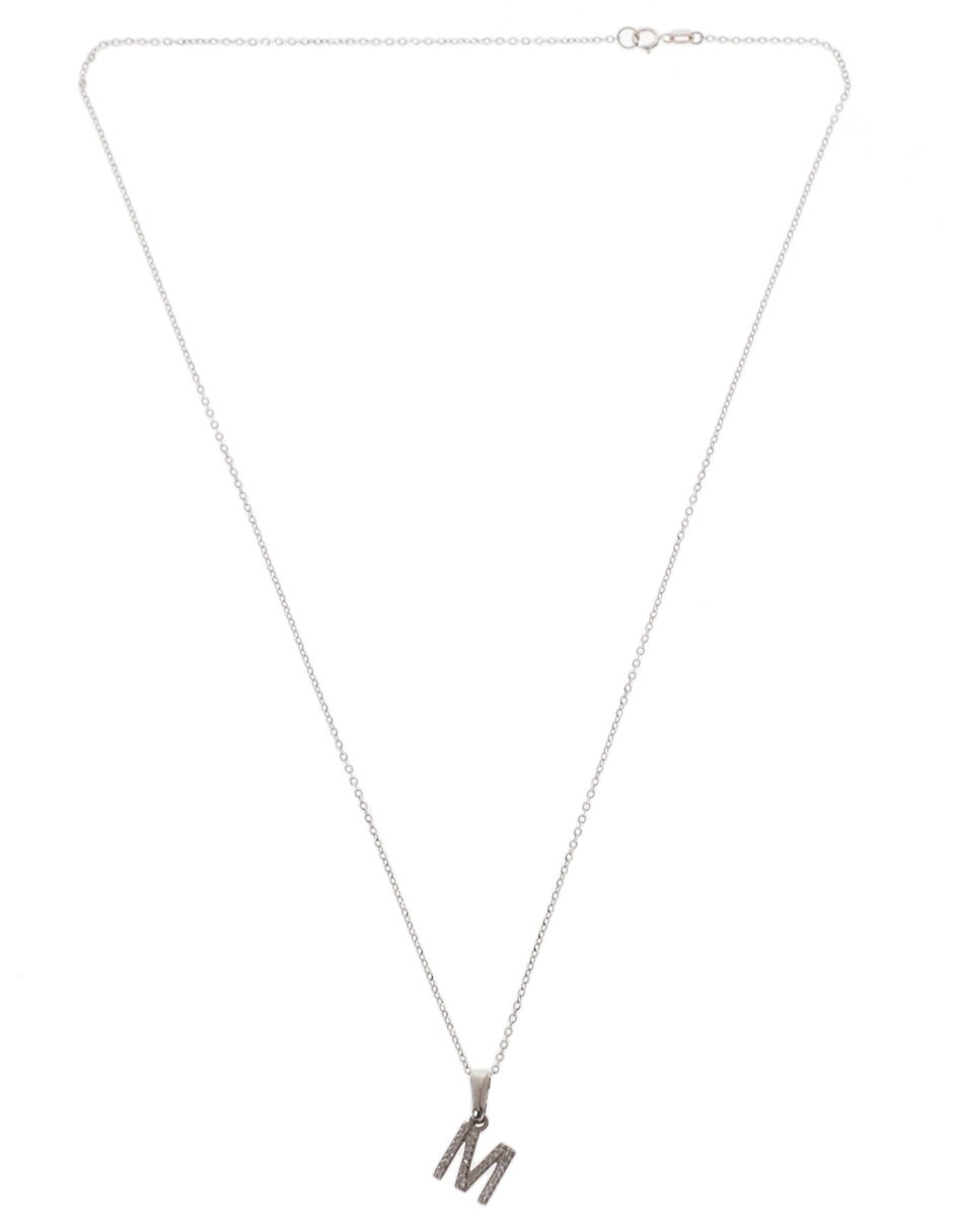 Dije de letras de oro blanco 14 k diamante 2
