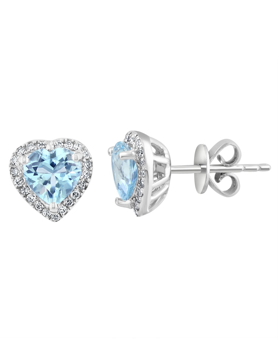 Broqueles de corazón de oro 14 K diamante 2