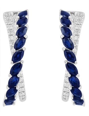 Aretes de mariposa de oro 14 K con acabado pavé zafiro y diamante