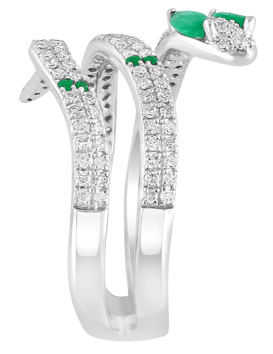Anillo de serpiente 14 k de oro esmeralda y diamante brillante 3