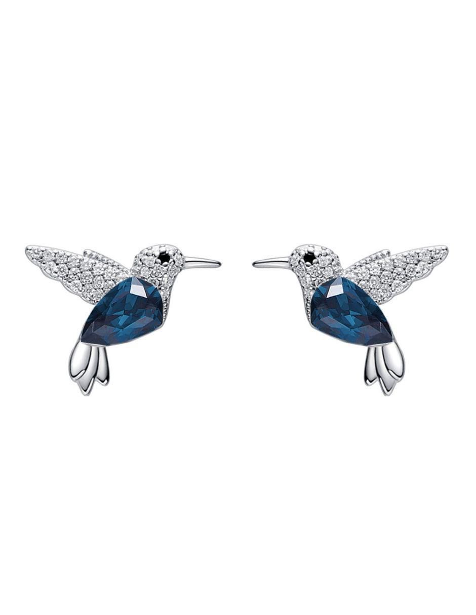 Broqueles de colibrí con acabado baño de rodio Broqueles de colibrí con acabado baño de rodio