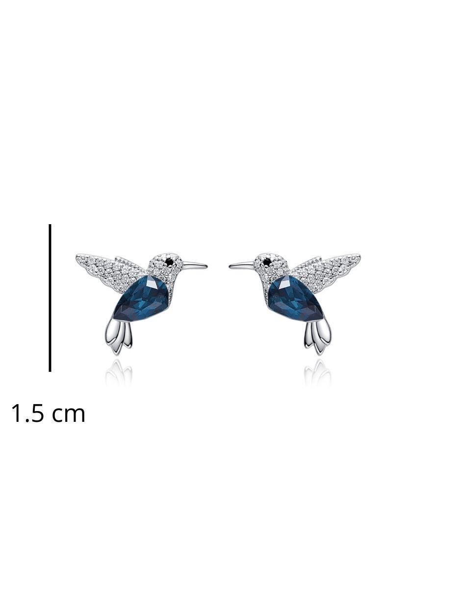 Broqueles de colibrí con acabado baño de rodio 3