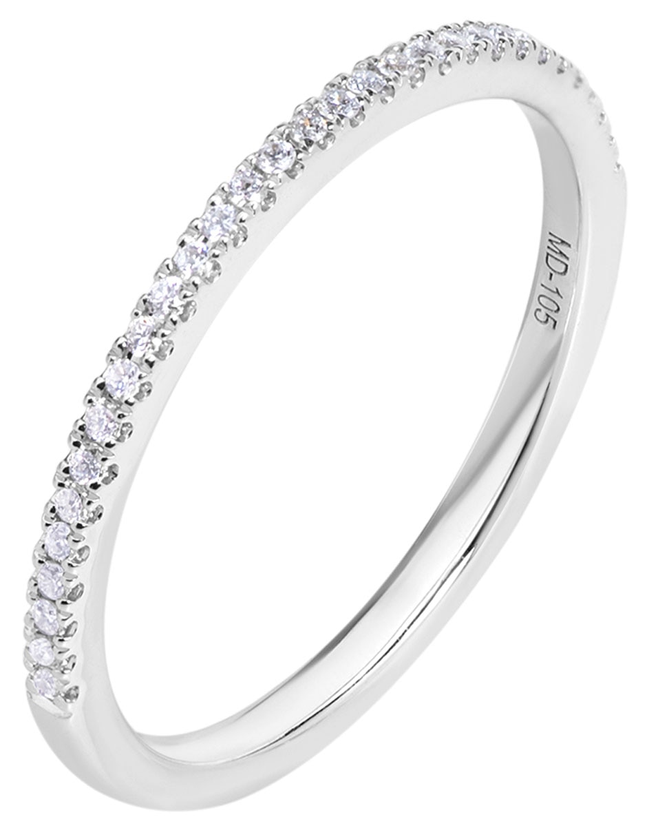Anillo redondo Riviere 14 k de oro blanco diamante brillante 3