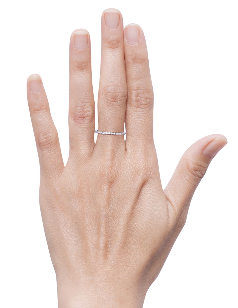 Anillo redondo Riviere 14 k de oro blanco diamante brillante 2