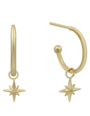 Arracadas de estrella de oro 14 K con acabado brillante Arracadas de estrella de oro 14 K con acabado brillante